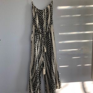 Cream and black tribal jumpsuit
